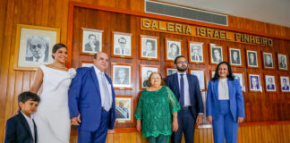 Quadro de Ibaneis Rocha é fixado na Galeria Israel Pinheiro