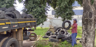GDF Presente recolhe 300 pneus no SAAN para combater o Aedes aegypti