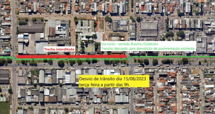 Trecho da Hélio Prates será interditado para obras de infraestrutura brasilia