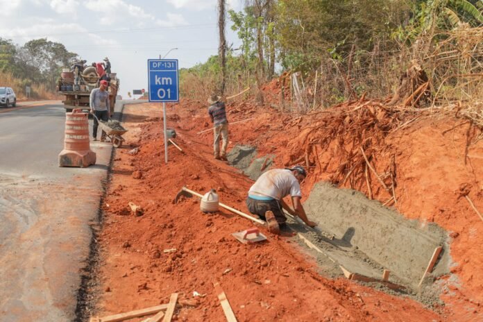 Equipes do GDF trabalham na construção de corredores de fauna na DF-131 brasilia
