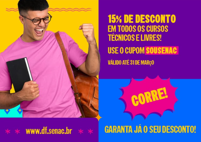Senac-DF oferece 15% de desconto em cursos técnicos e livres no Dia do Consumidor BRASILIA