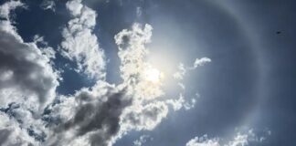Halo solar chama atenção no céu de Brasília